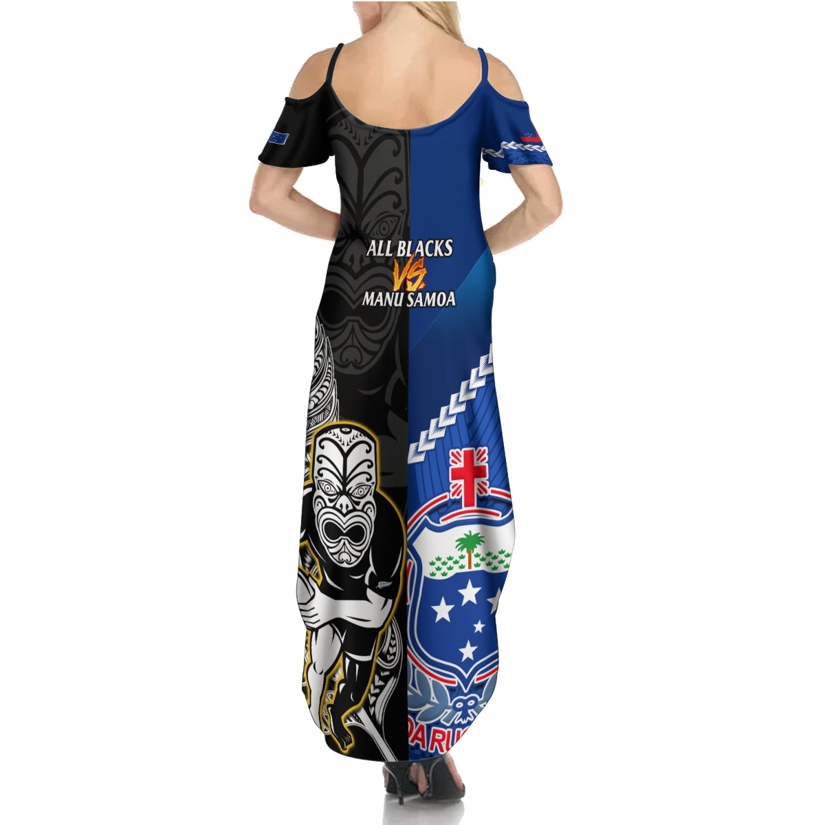 new-zealand-and-samoa-rugby-family-matching-summer-maxi-dress-and-hawaiian-shirt-all-black-tiki-fern-mix-manu-samoa-2023-world-cup