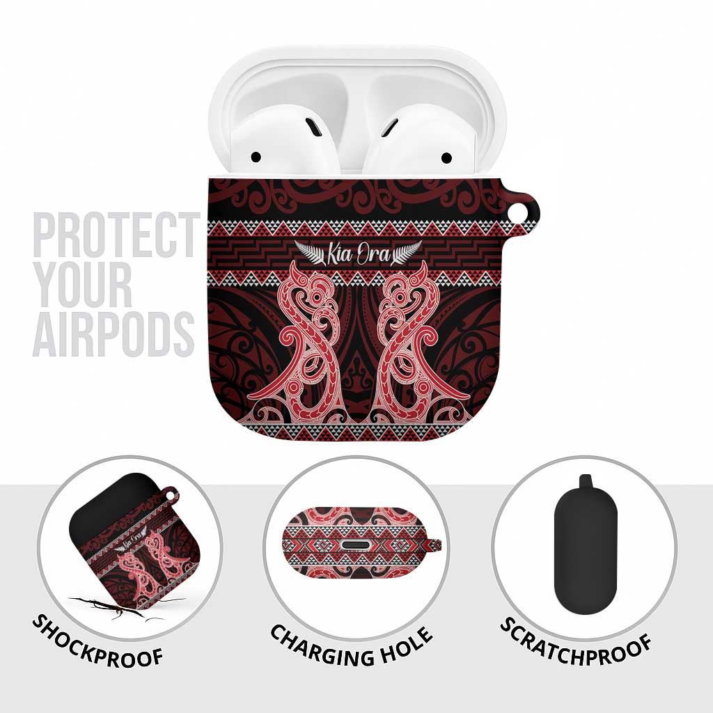 Kia Ora New Zealand AirPods Case Maori Language Week Whero Taniko Motif - Polynesian Pride