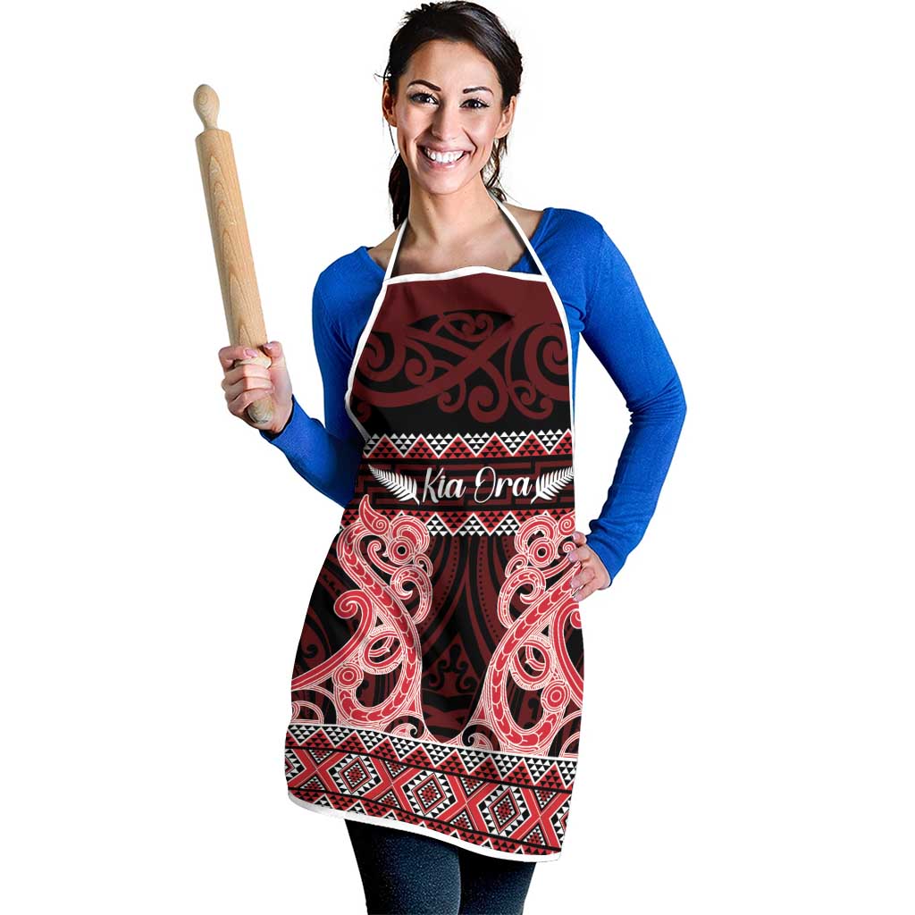 Kia Ora New Zealand Apron Maori Language Week Whero Taniko Motif - Polynesian Pride
