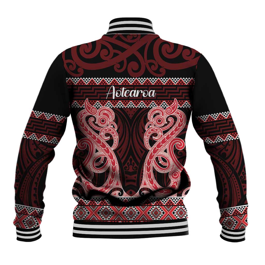 Kia Ora New Zealand Baseball Jacket Maori Language Week Whero Taniko Motif - Polynesian Pride