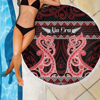 Kia Ora New Zealand Beach Blanket Maori Language Week Whero Taniko Motif - Polynesian Pride