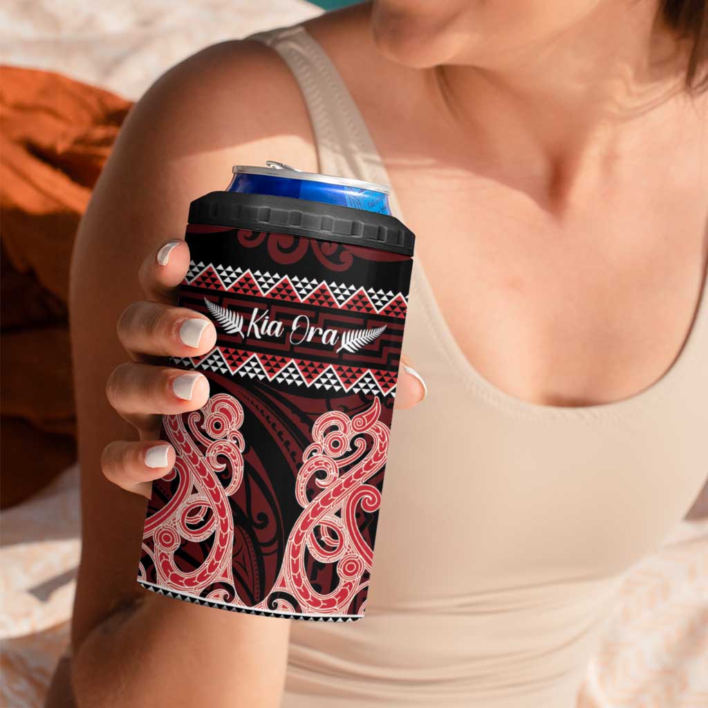Kia Ora New Zealand 4 in 1 Can Cooler Tumbler Maori Language Week Whero Taniko Motif - Polynesian Pride