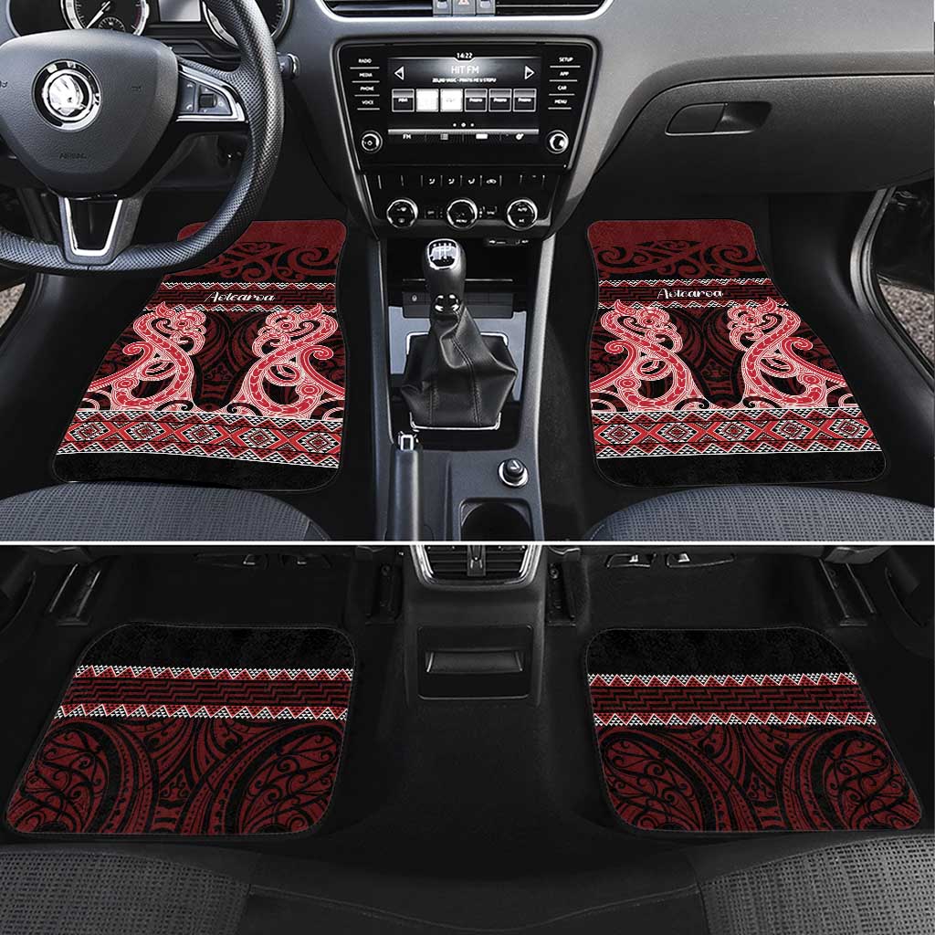 Kia Ora New Zealand Car Mats Maori Language Week Whero Taniko Motif - Polynesian Pride