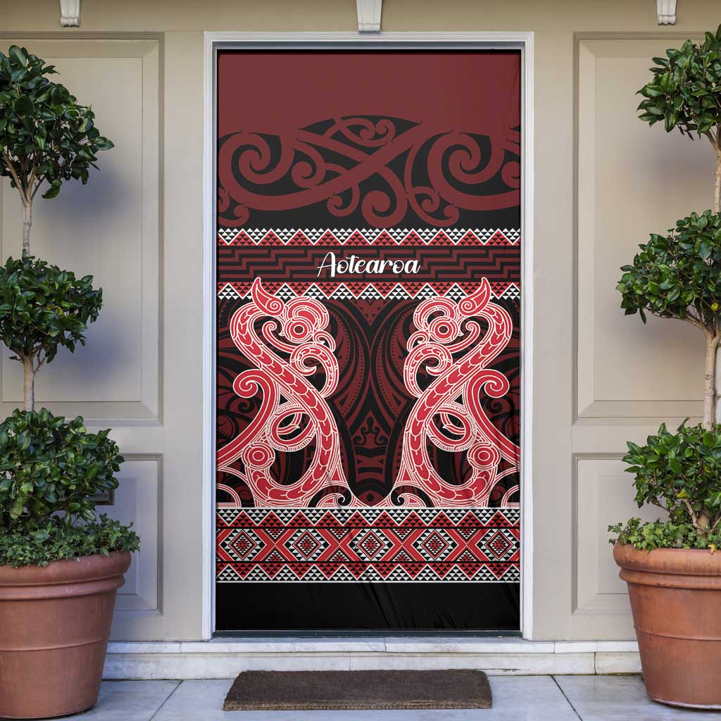 Kia Ora New Zealand Door Cover Maori Language Week Whero Taniko Motif - Polynesian Pride