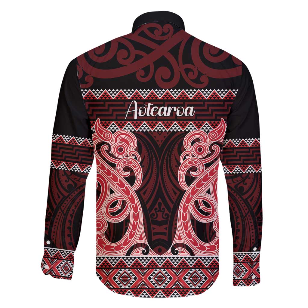 Kia Ora New Zealand Family Matching Long Sleeve Bodycon Dress and Hawaiian Shirt Maori Language Week Whero Taniko Motif - Polynesian Pride