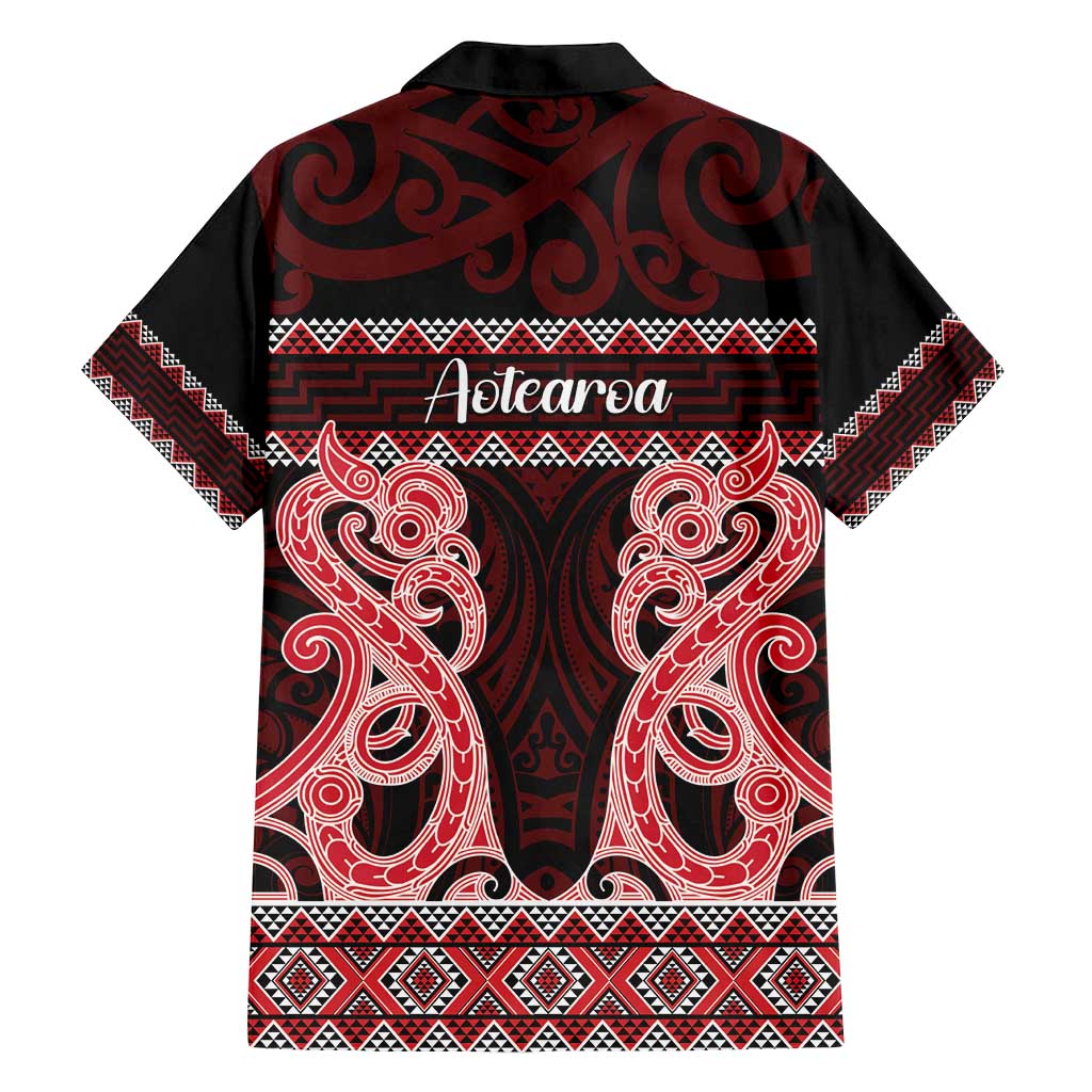Kia Ora New Zealand Family Matching Puletasi and Hawaiian Shirt Maori Language Week Whero Taniko Motif - Polynesian Pride