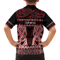 Kia Ora New Zealand Family Matching Short Sleeve Bodycon Dress and Hawaiian Shirt Maori Language Week Whero Taniko Motif - Polynesian Pride