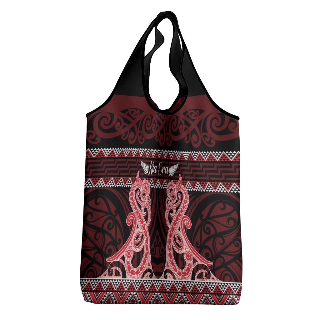 Kia Ora New Zealand Grocery Bag Maori Language Week Whero Taniko Motif - Polynesian Pride