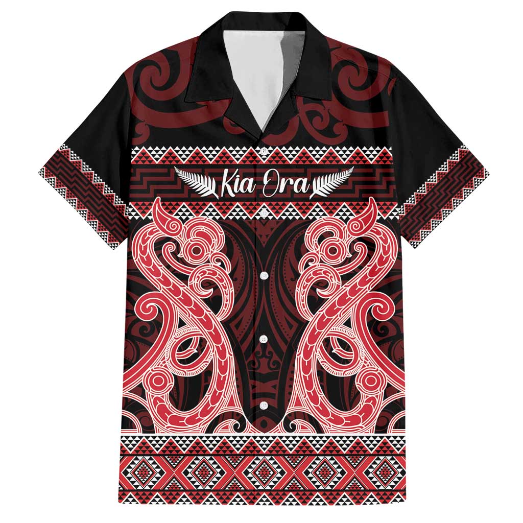 Kia Ora New Zealand Hawaiian Shirt Maori Language Week Whero Taniko Motif - Polynesian Pride
