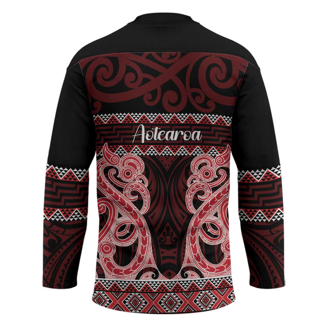Kia Ora New Zealand Hockey Jersey Maori Language Week Whero Taniko Motif - Polynesian Pride
