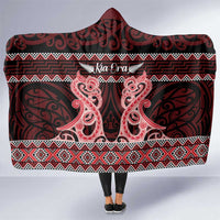 Kia Ora New Zealand Hooded Blanket Maori Language Week Whero Taniko Motif - Polynesian Pride