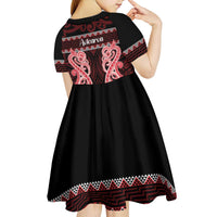 Kia Ora New Zealand Kid Short Sleeve Dress Maori Language Week Whero Taniko Motif - Polynesian Pride
