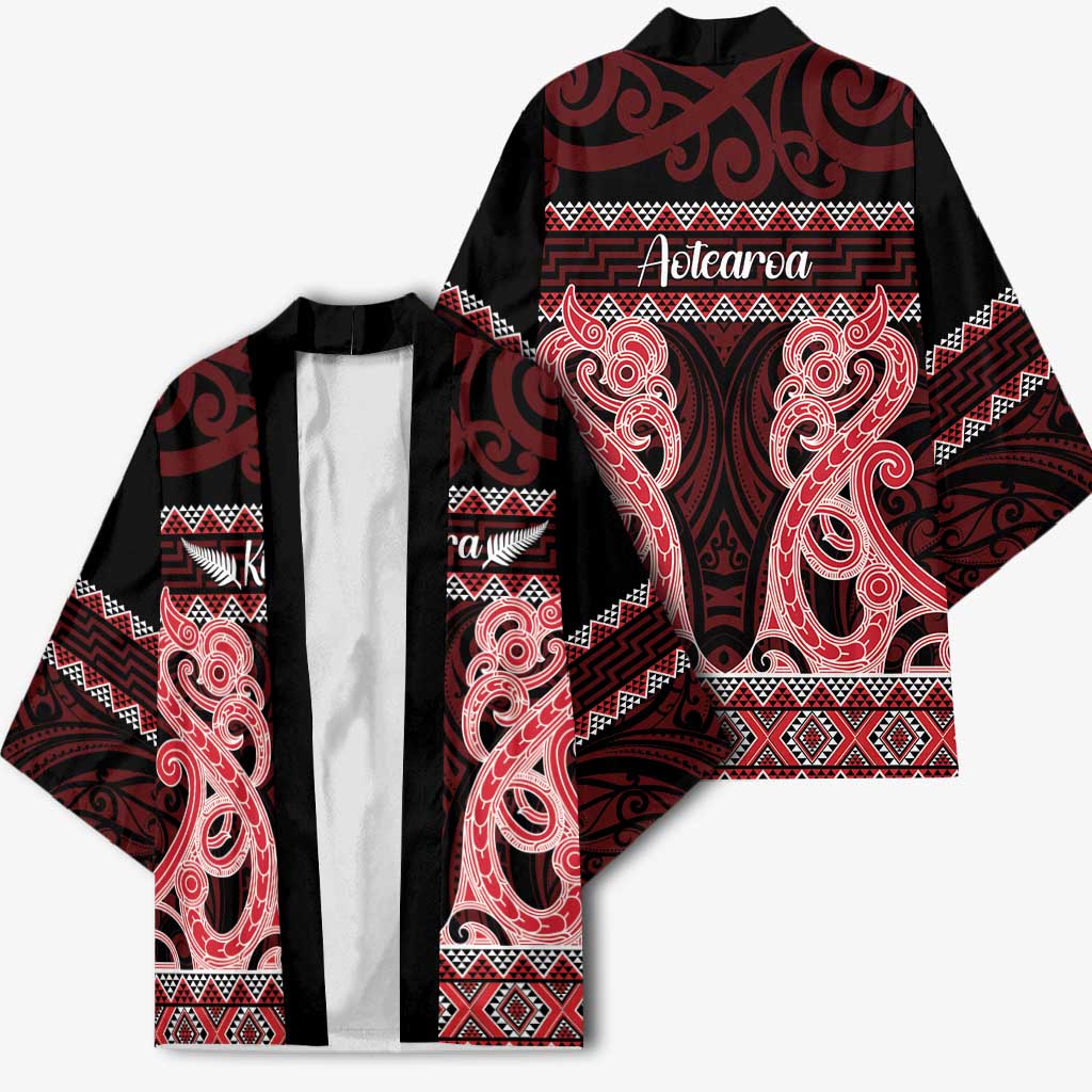 Kia Ora New Zealand Kimono Maori Language Week Whero Taniko Motif - Polynesian Pride