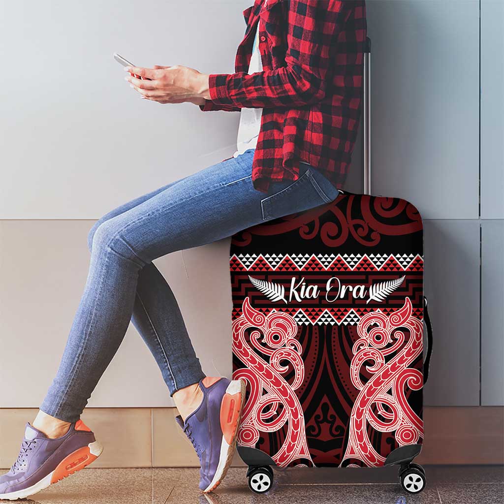Kia Ora New Zealand Luggage Cover Maori Language Week Whero Taniko Motif - Polynesian Pride
