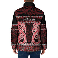 Kia Ora New Zealand Padded Jacket Maori Language Week Whero Taniko Motif - Polynesian Pride