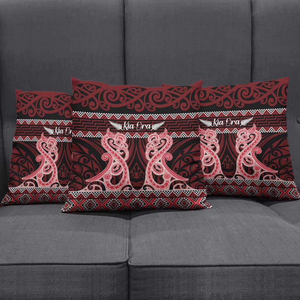 Kia Ora New Zealand Pillow Cover Maori Language Week Whero Taniko Motif - Polynesian Pride