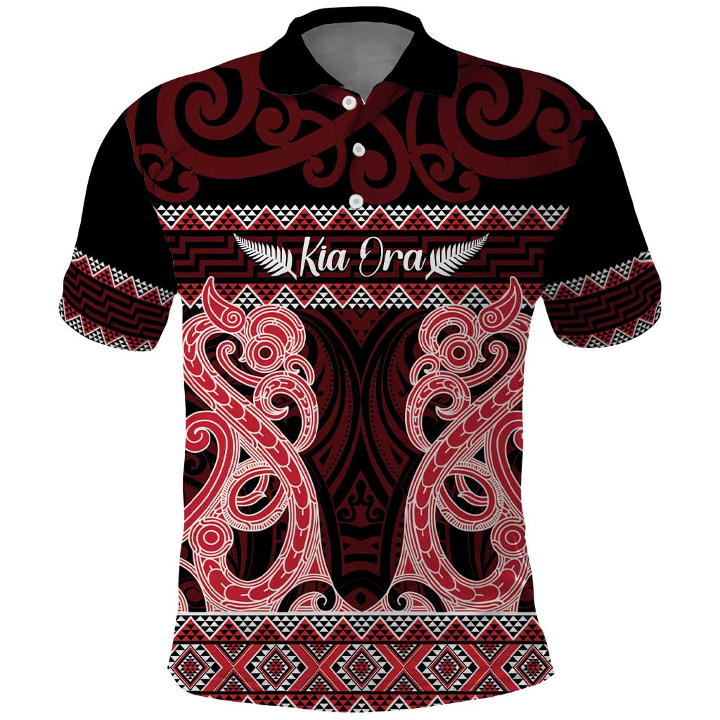 Kia Ora New Zealand Polo Shirt Maori Language Week Whero Taniko Motif - Polynesian Pride