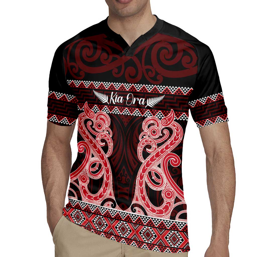 Kia Ora New Zealand Rugby Jersey Maori Language Week Whero Taniko Motif - Polynesian Pride
