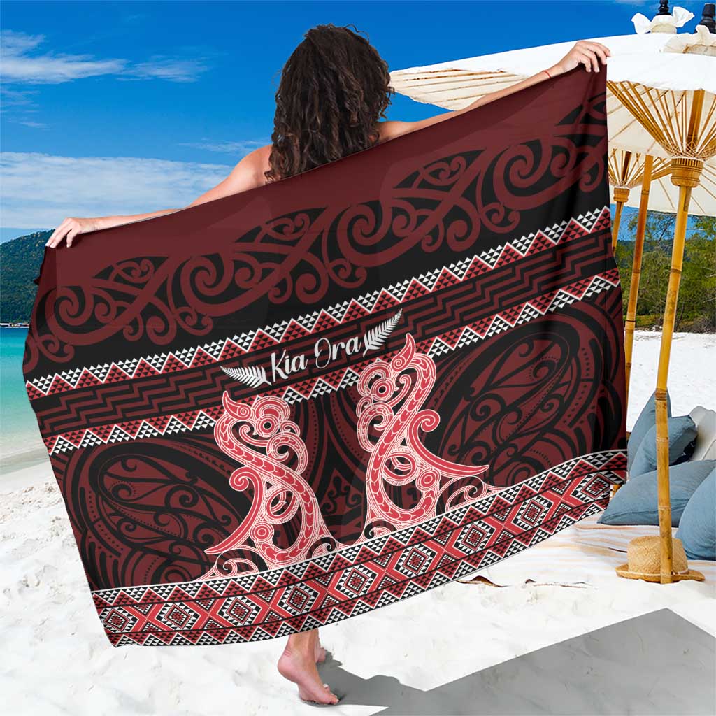 Kia Ora New Zealand Sarong Maori Language Week Whero Taniko Motif - Polynesian Pride