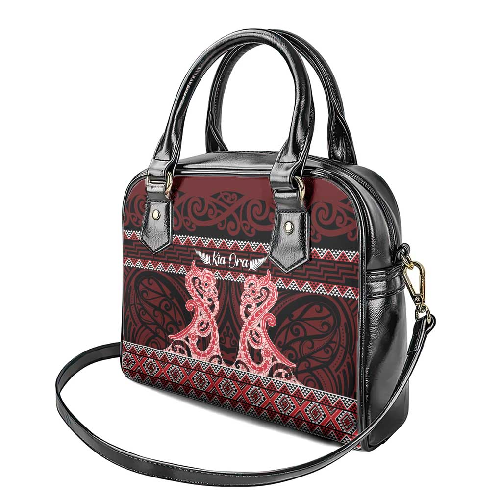 Kia Ora New Zealand Shoulder Handbag Maori Language Week Whero Taniko Motif - Polynesian Pride