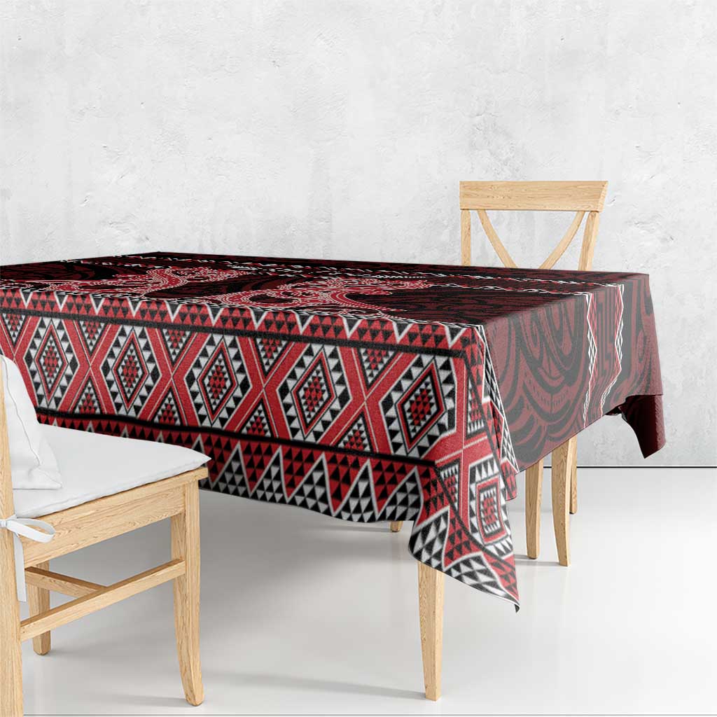 Kia Ora New Zealand Tablecloth Maori Language Week Whero Taniko Motif - Polynesian Pride