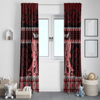 Kia Ora New Zealand Window Curtain Maori Language Week Whero Taniko Motif - Polynesian Pride