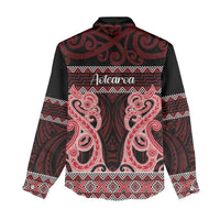 Kia Ora New Zealand Women Casual Shirt Maori Language Week Whero Taniko Motif - Polynesian Pride