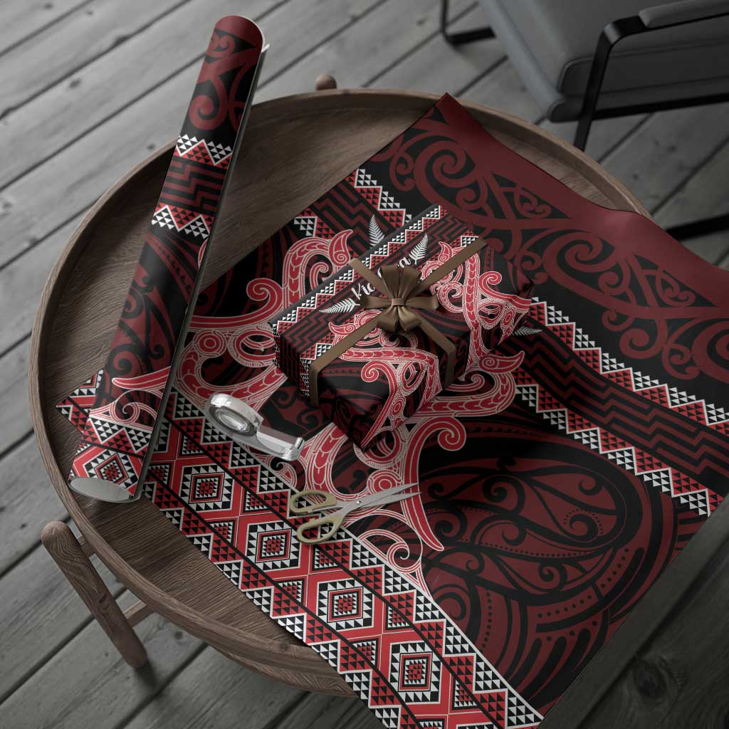 Kia Ora New Zealand Wrapping Paper Maori Language Week Whero Taniko Motif - Polynesian Pride