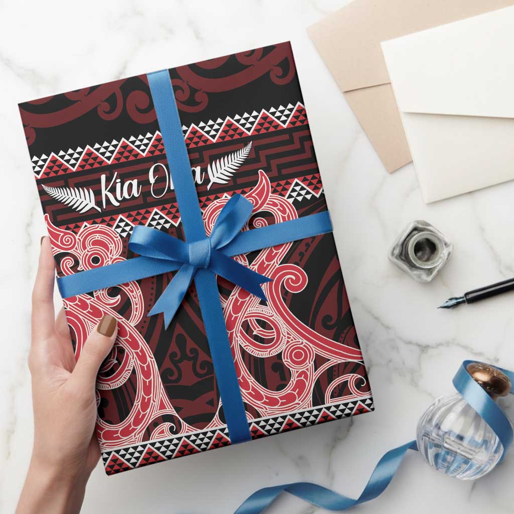 Kia Ora New Zealand Wrapping Paper Maori Language Week Whero Taniko Motif - Polynesian Pride