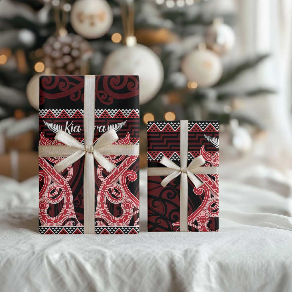 Kia Ora New Zealand Wrapping Paper Maori Language Week Whero Taniko Motif - Polynesian Pride