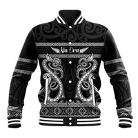 Kia Ora New Zealand Baseball Jacket Maori Language Week Pango Taniko Motif - Polynesian Pride