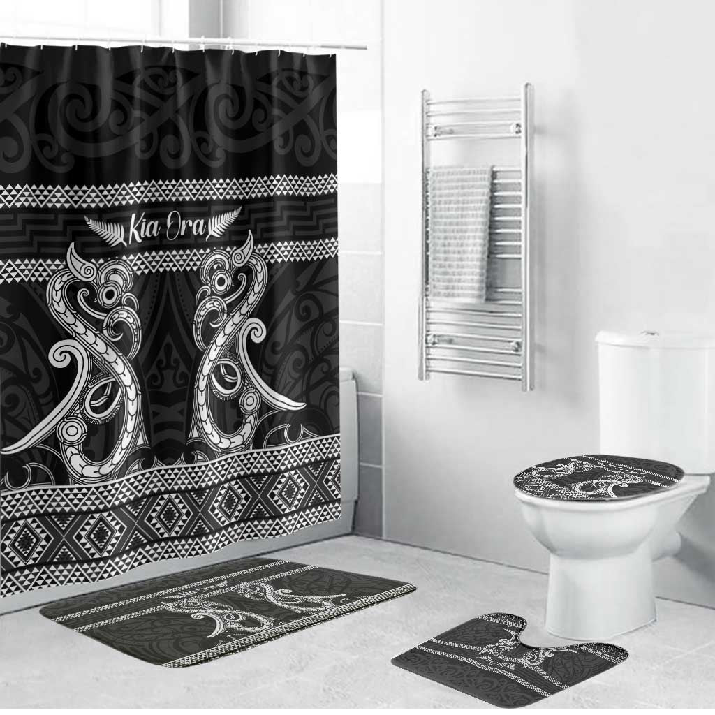 Kia Ora New Zealand Bathroom Set Maori Language Week Pango Taniko Motif - Polynesian Pride