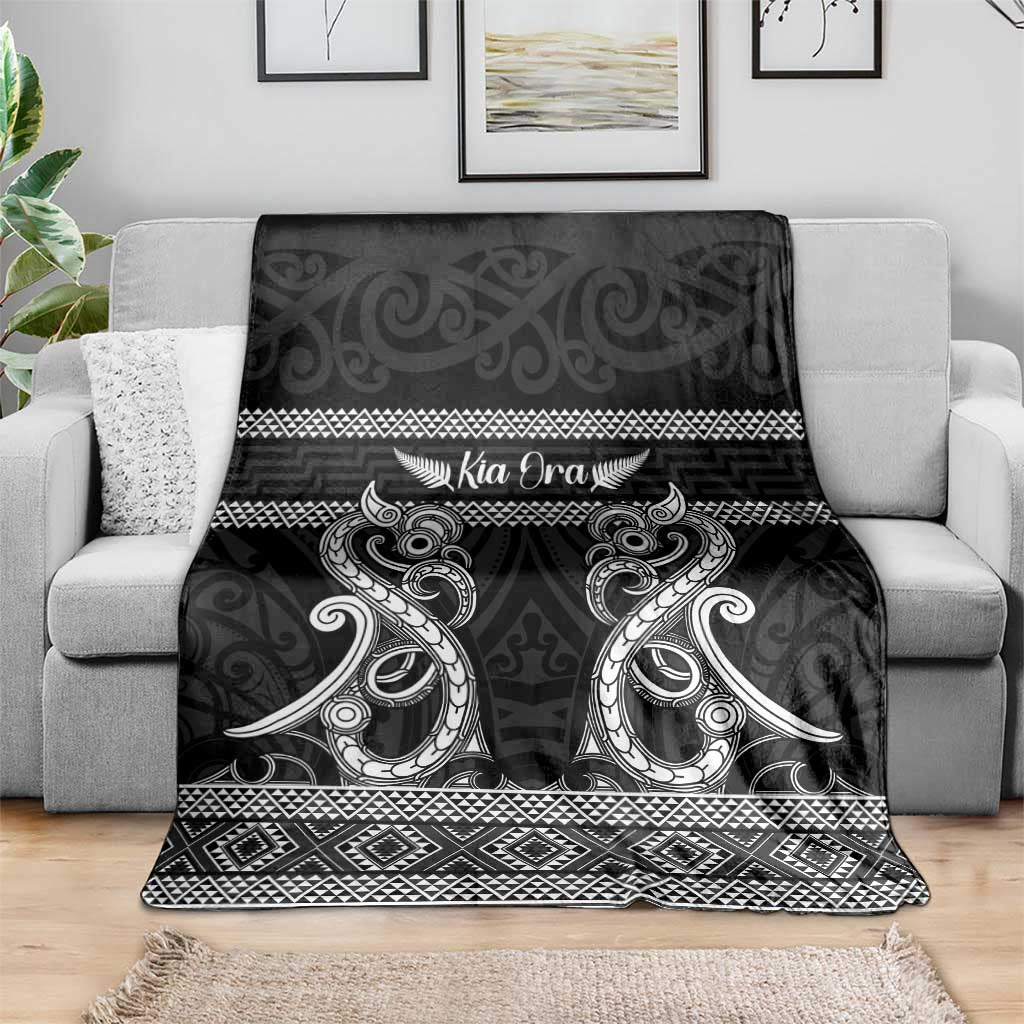 Kia Ora New Zealand Blanket Maori Language Week Pango Taniko Motif - Polynesian Pride