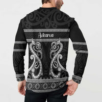 Kia Ora New Zealand Button Sweatshirt Maori Language Week Pango Taniko Motif - Polynesian Pride