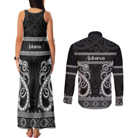 Kia Ora New Zealand Couples Matching Tank Maxi Dress and Long Sleeve Button Shirt Maori Language Week Pango Taniko Motif - Polynesian Pride