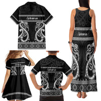 Kia Ora New Zealand Family Matching Tank Maxi Dress and Hawaiian Shirt Maori Language Week Pango Taniko Motif - Polynesian Pride