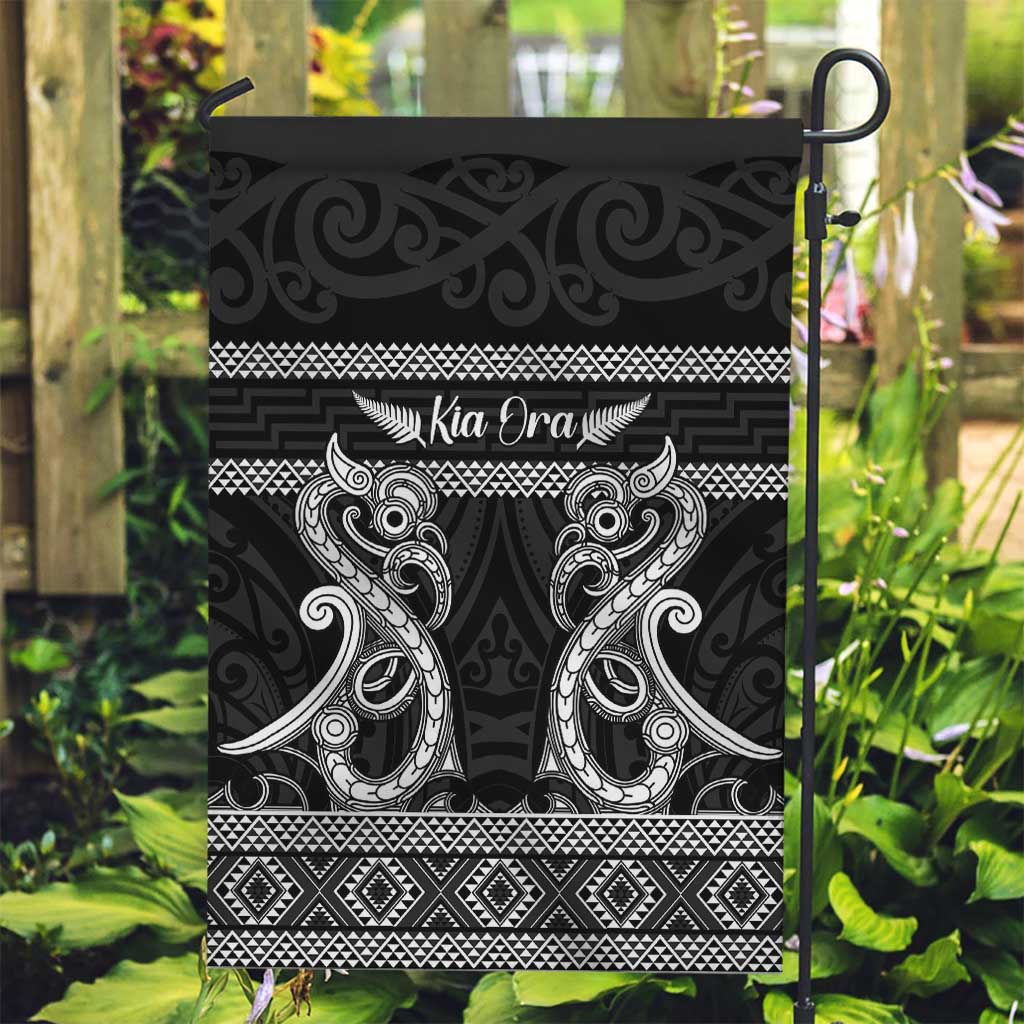 Kia Ora New Zealand Garden Flag Maori Language Week Pango Taniko Motif LT14 Garden Flag Black - Polynesian Pride