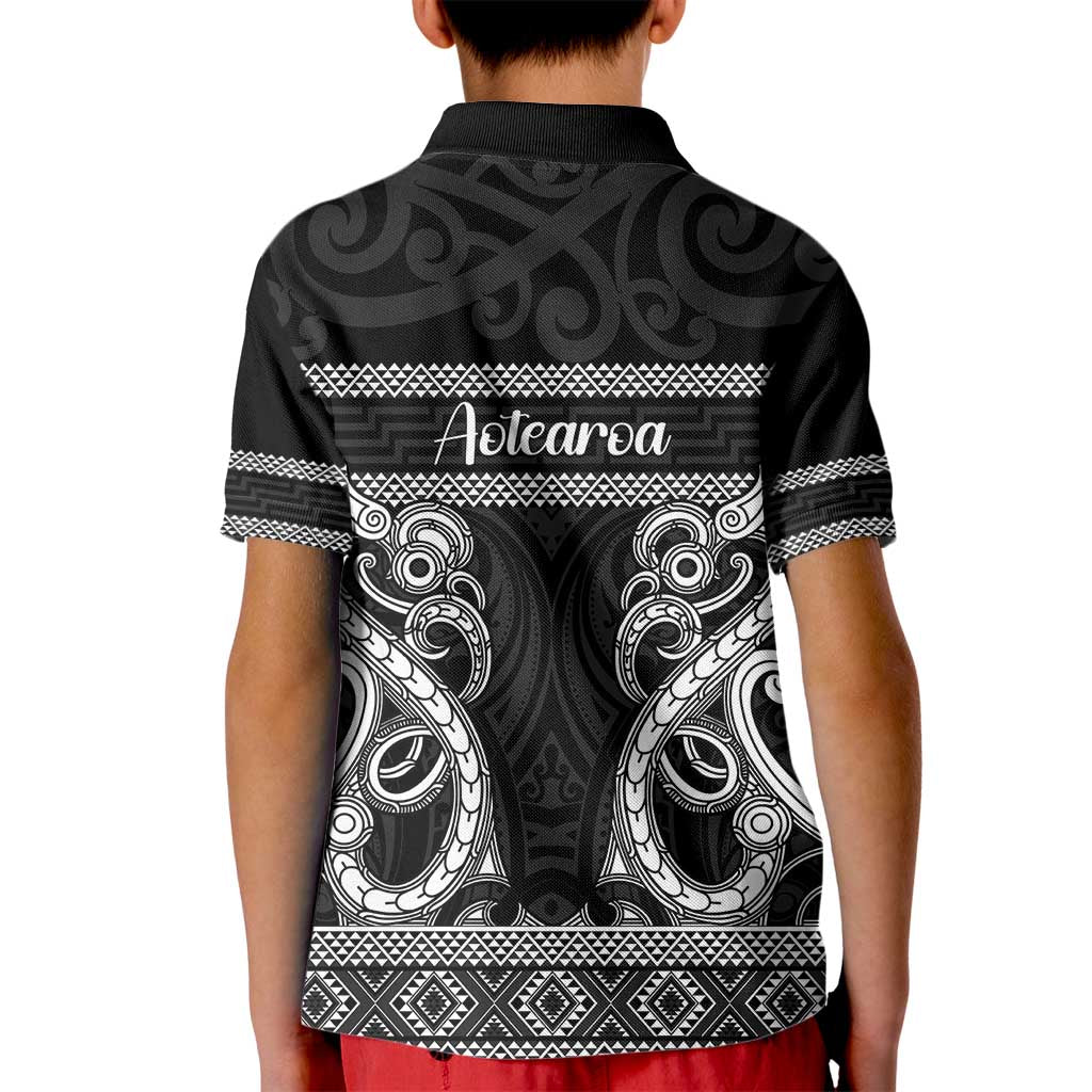 Kia Ora New Zealand Kid Polo Shirt Maori Language Week Pango Taniko Motif - Polynesian Pride