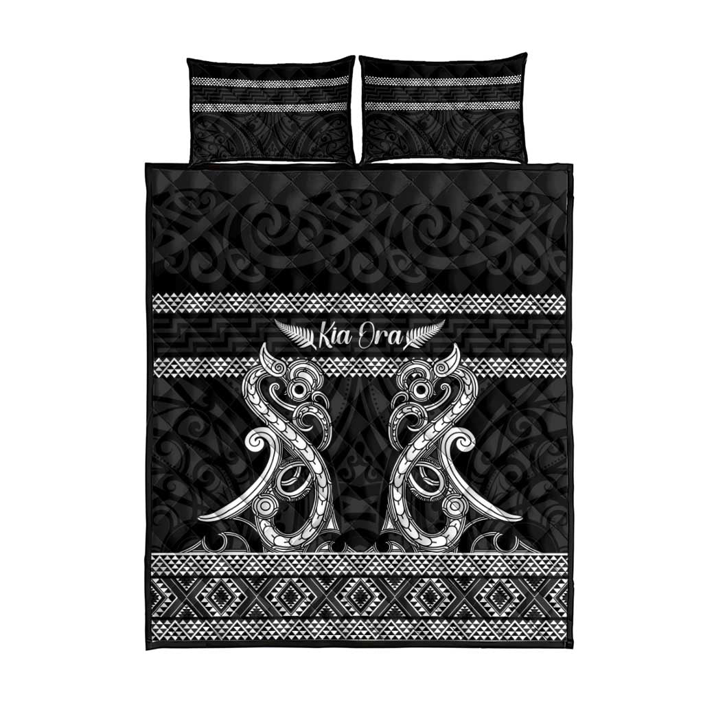 Kia Ora New Zealand Quilt Bed Set Maori Language Week Pango Taniko Motif - Polynesian Pride