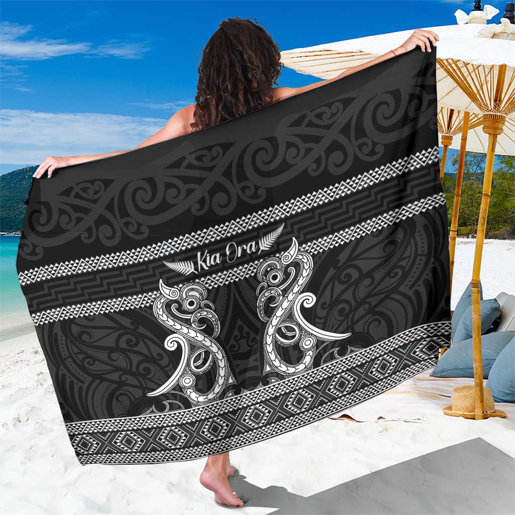Kia Ora New Zealand Sarong Maori Language Week Pango Taniko Motif LT14 One Size 44 x 66 inches Black - Polynesian Pride