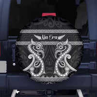 Kia Ora New Zealand Spare Tire Cover Maori Language Week Pango Taniko Motif LT14 No hole Black - Polynesian Pride