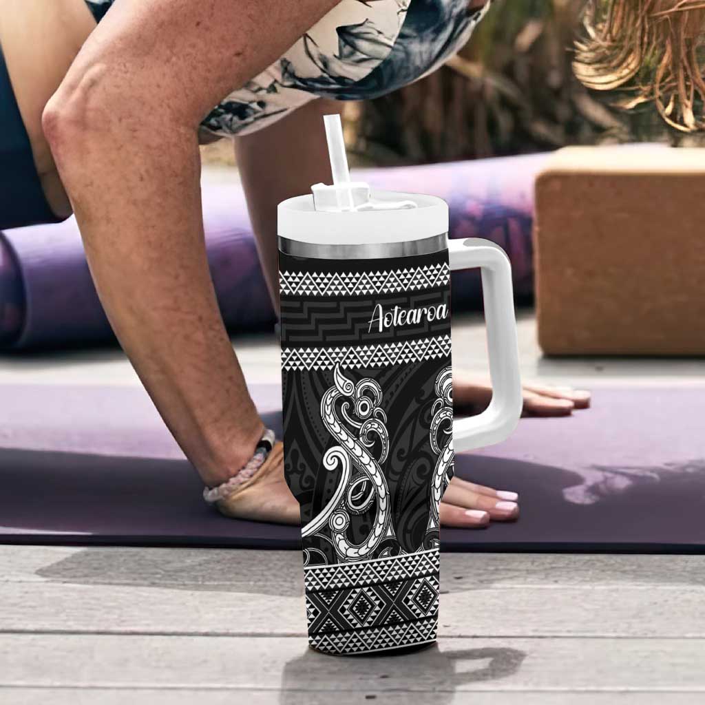 Kia Ora New Zealand Tumbler With Handle Maori Language Week Pango Taniko Motif - Polynesian Pride