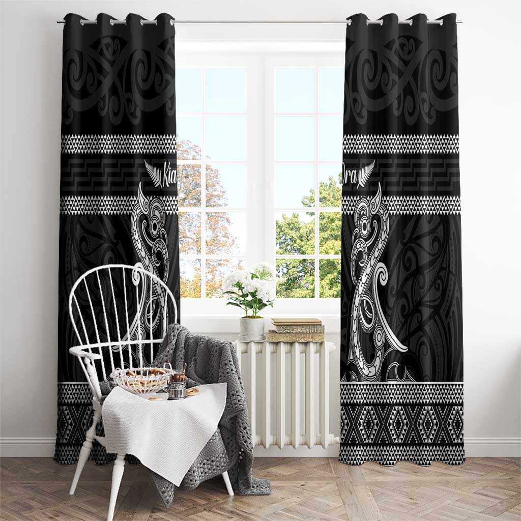 Kia Ora New Zealand Window Curtain Maori Language Week Pango Taniko Motif - Polynesian Pride