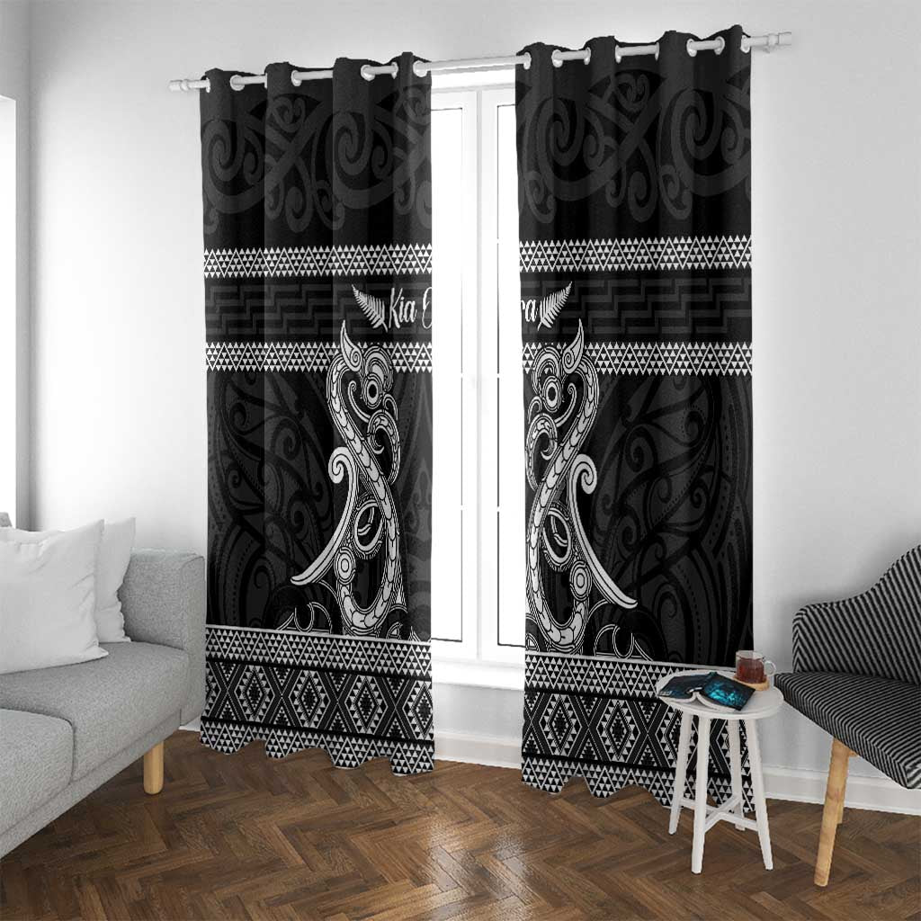 Kia Ora New Zealand Window Curtain Maori Language Week Pango Taniko Motif - Polynesian Pride