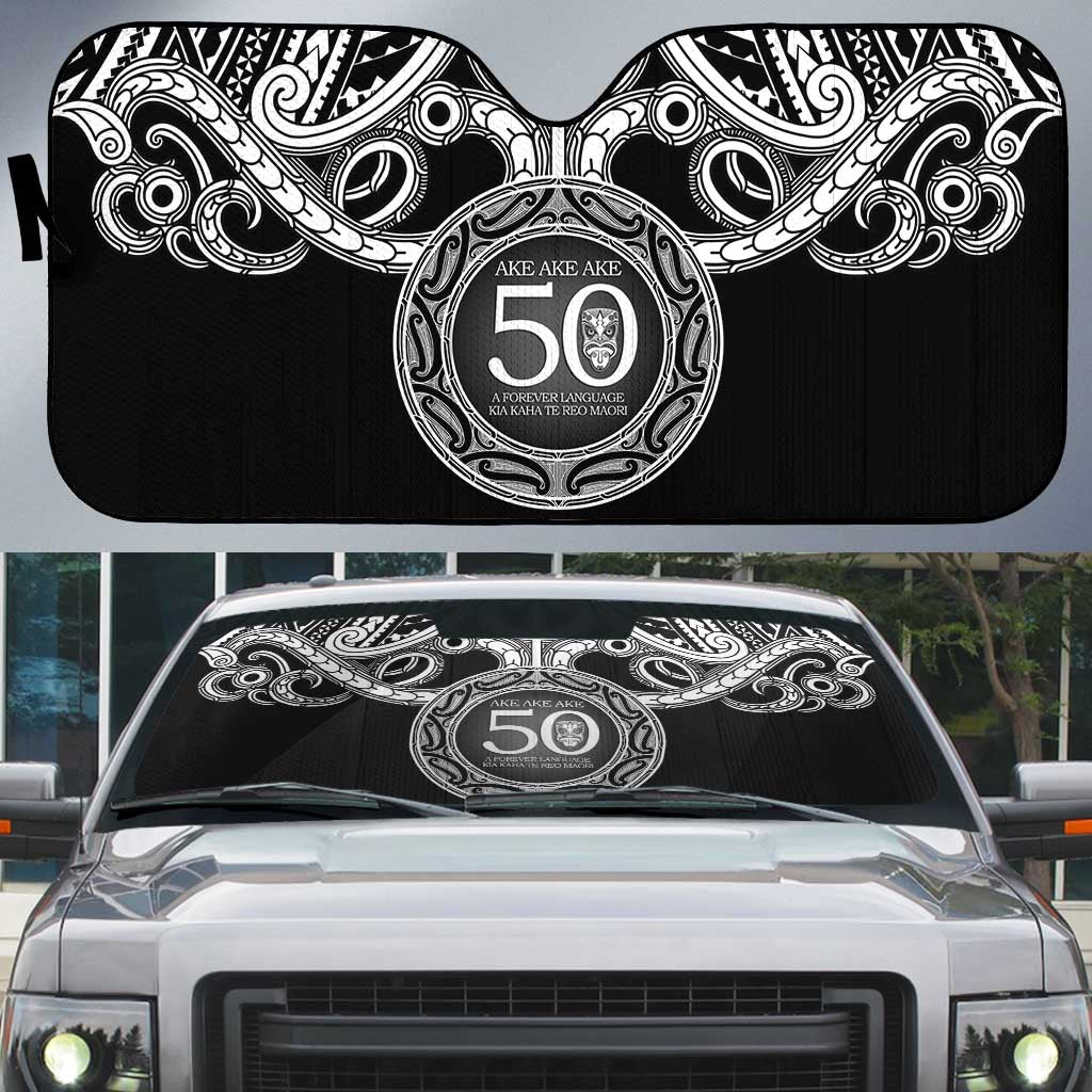 Kia Kaha Te Reo Maori New Zealand Auto Sun Shade 50th Anniversary Ake Ake Ake - Polynesian Pride