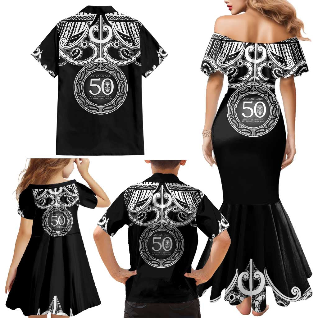 Kia Kaha Te Reo Maori New Zealand Family Matching Mermaid Dress and Hawaiian Shirt 50th Anniversary Ake Ake Ake - Polynesian Pride