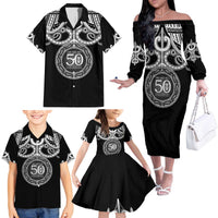 Kia Kaha Te Reo Maori New Zealand Family Matching Off The Shoulder Long Sleeve Dress and Hawaiian Shirt 50th Anniversary Ake Ake Ake - Polynesian Pride
