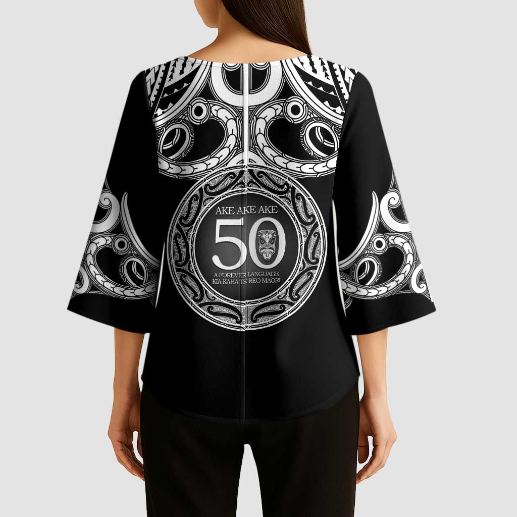 Kia Kaha Te Reo Maori New Zealand Kimono Sleeve Blouse 50th Anniversary Ake Ake Ake - Polynesian Pride