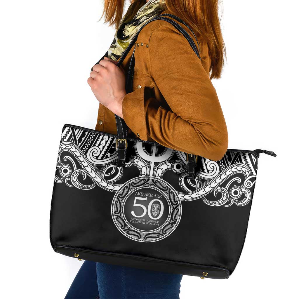 Kia Kaha Te Reo Maori New Zealand Leather Tote Bag 50th Anniversary Ake Ake Ake - Polynesian Pride