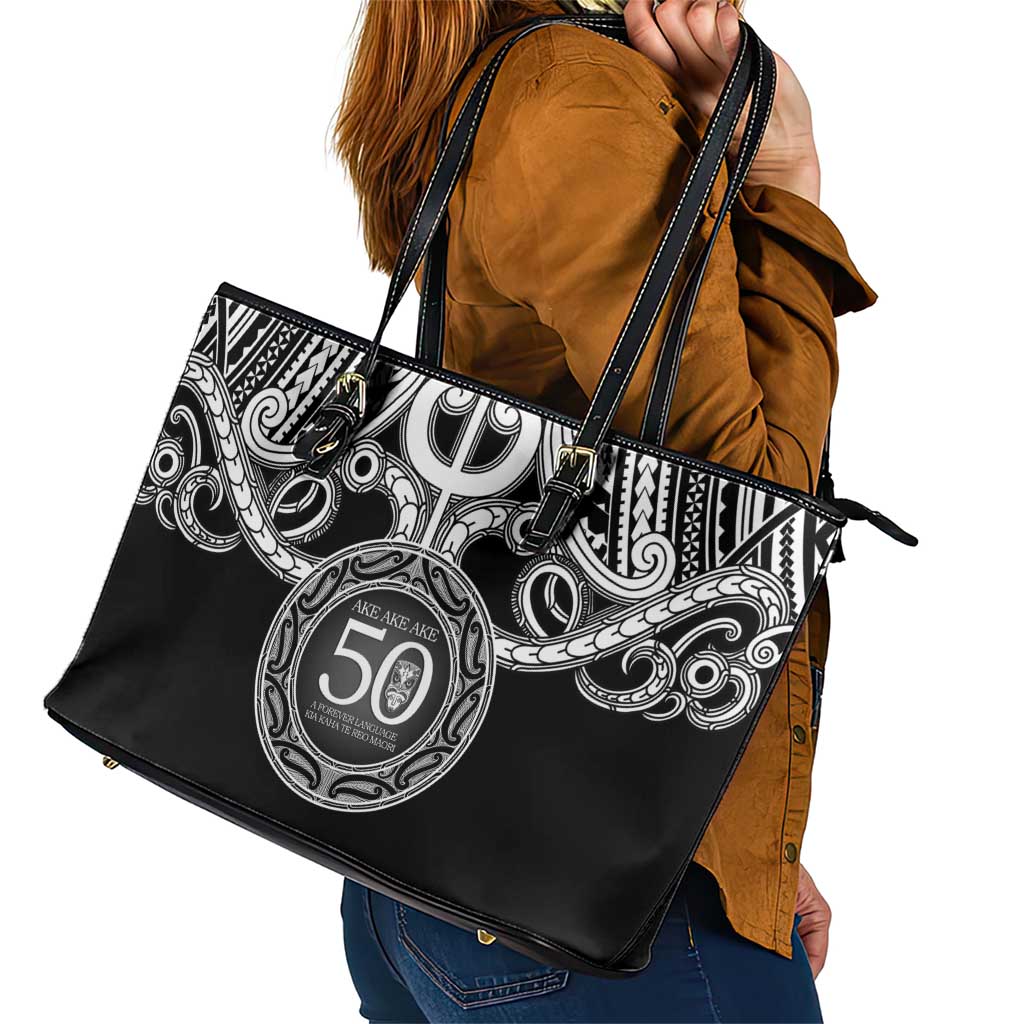 Kia Kaha Te Reo Maori New Zealand Leather Tote Bag 50th Anniversary Ake Ake Ake - Polynesian Pride